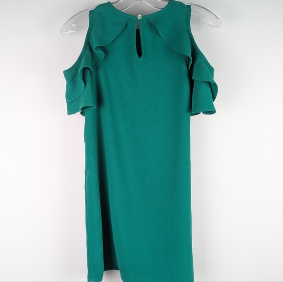 Kate Spade♠️ GIRLS Green Cold Shoulder Ruffle Sheath Dress - Picture 3 of 7